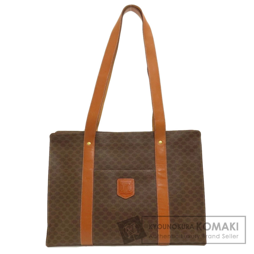 Celine Macadam Leather Brown Shoulder Tote Bag